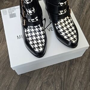 Midnight Velvet Black and White Ankle Boots